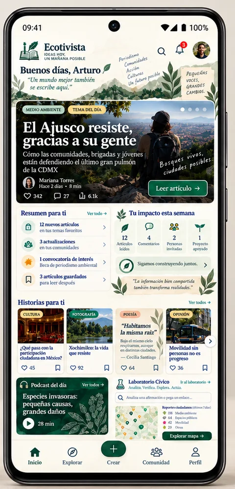 Propuesta de interfaz móvil de Ecotivista