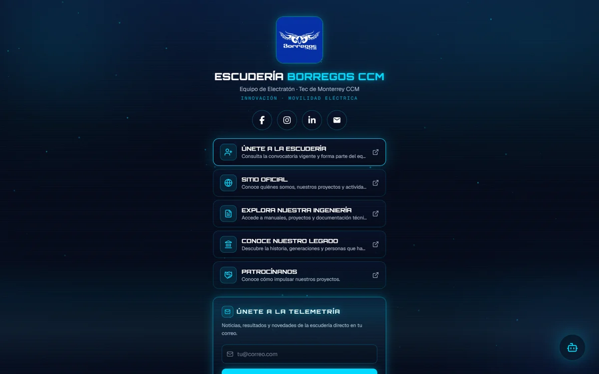 Entrada pública de BIO, Escudería Borregos CCM