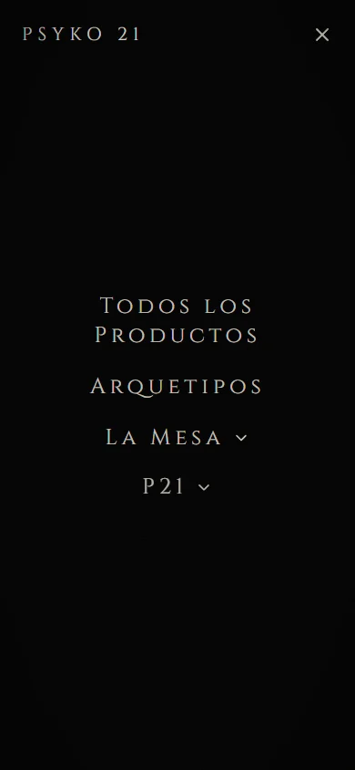 Menú de navegación del sitio público PSYKO 21